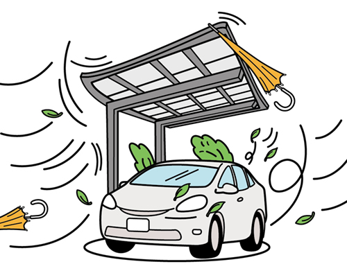 カーポート　台風被害